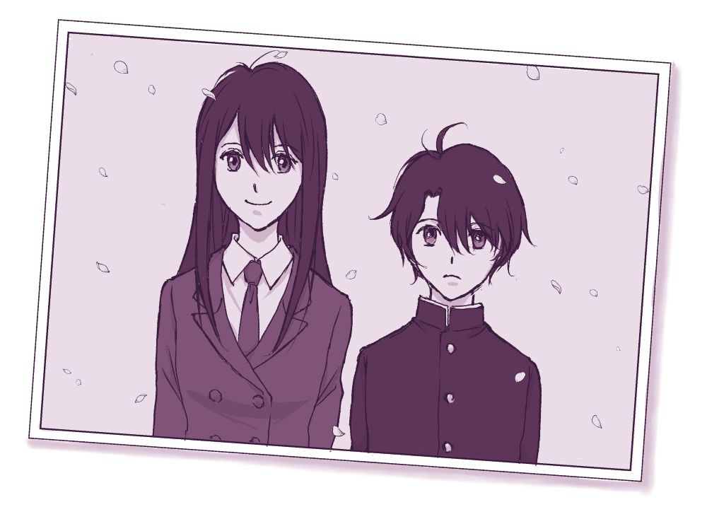 なおくんとゆき姉の絵本、なんとか入稿できそう～でヨカッタ～～😭
これはあとがきの写真風カット（学ランのなおくんが描きたくて…！）

内容は支部掲載のものと同一ですが、個人的趣味で色を2色刷り風に変更しています
紙の本にするのは本当に楽しくてワクワクします✨