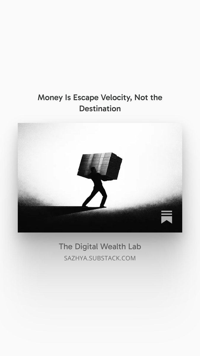 digitalsimmz's tweet photo. People worship money or moralize it. Both are wrong. Money isn't the destination—it's escape velocity.

Mini 🧵 https://t.co/n11zjoz4Ha
