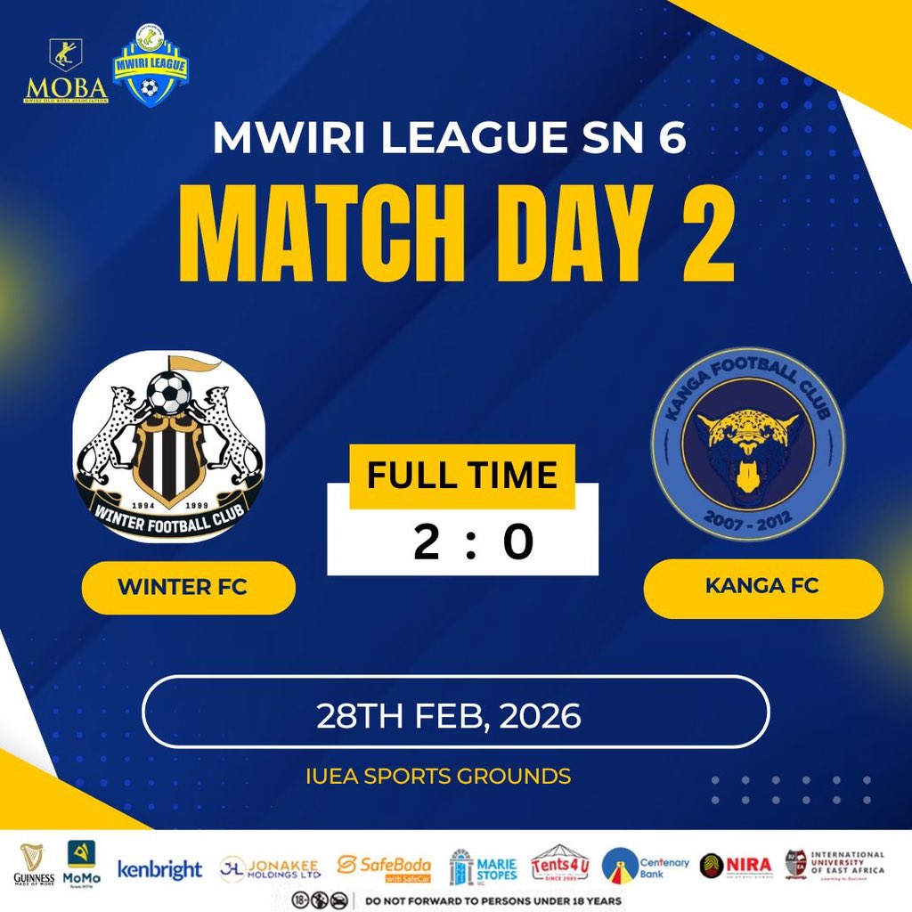 MwiriLeague's tweet photo. Winter FC isn't playing around💯 They return to the pitch with even more fire, taking down Kanga FC 2–0. Kanga fought hard to keep their hopes alive, but
Winter’s momentum was simply too much to handle 🙌🔥
#ML6 #MwiriLeague #MLUpdates https://t.co/s6JTeU2RYR