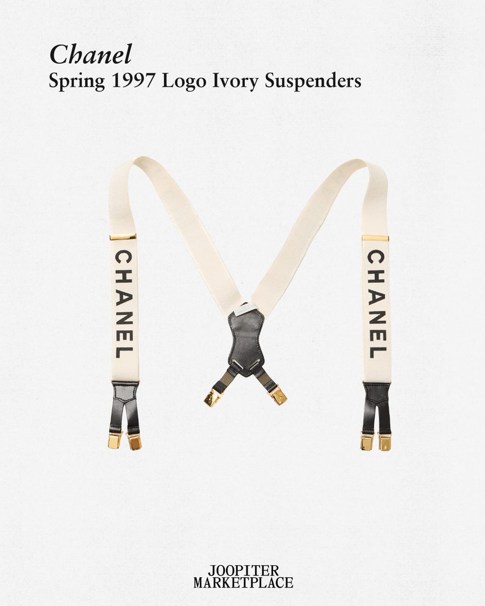 Chanel Logo Ivory Suspenders | Spring 1997 These ivory logo