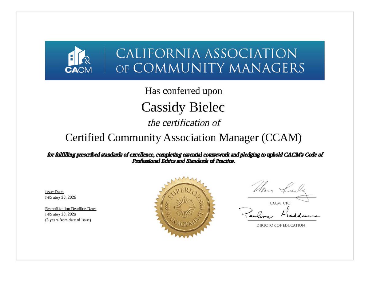 CACMchat's tweet image. Big win for Cassidy! 🎉 Congratulations!
This achievement is just the beginning—can’t wait to see what you take on next. 🌟
#CCAM #CertifiedPro #CommunityManagement #LevelUp #Leadership #CACM