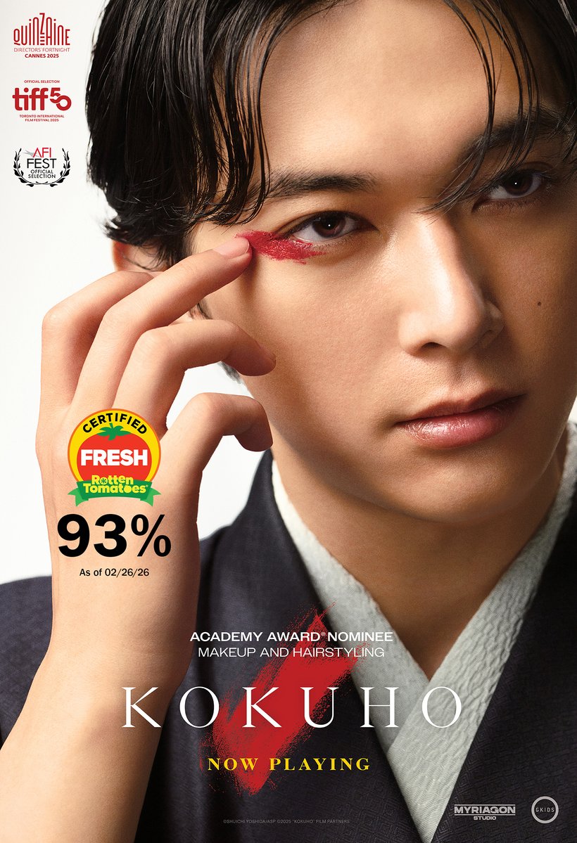 Sang-il Lee's KOKUHO is now Certified Fresh with a <a href="/RottenTomatoes/">Rotten Tomatoes 🍅</a> score of 93%. Experience the Academy Award nominee in theatres this weekend. 

Get tickets: brnw.ch/21x06c4