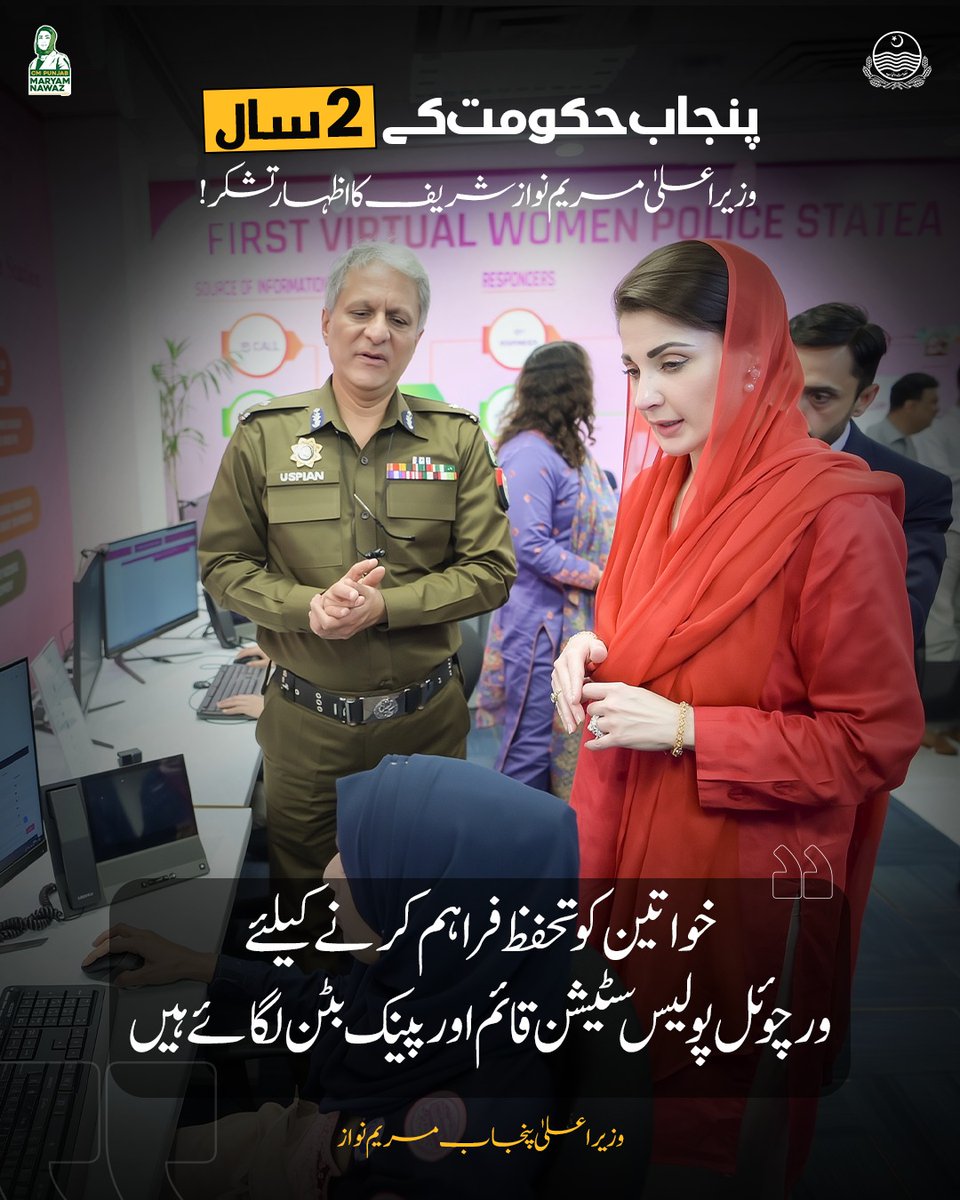 pmln_org's tweet photo. "پنجاب حکومت کے 2 سال
وزیر اعلی مریم نواز شریف کا اظہار ت��کر"

♦فیلڈ ہسپتال اور کلینک آن ویل سے دوکروڑ مریض فیض یاب ہوئے ہیں

♦خواتین کو تحفظ فراہم کرنے کیلئے ورچوئل پولیس سٹیشن قائم اور پینیک بٹن لگائے ہیں

وزیراعلی پنجاب مریم نواز https://t.co/BqQACYPQs3