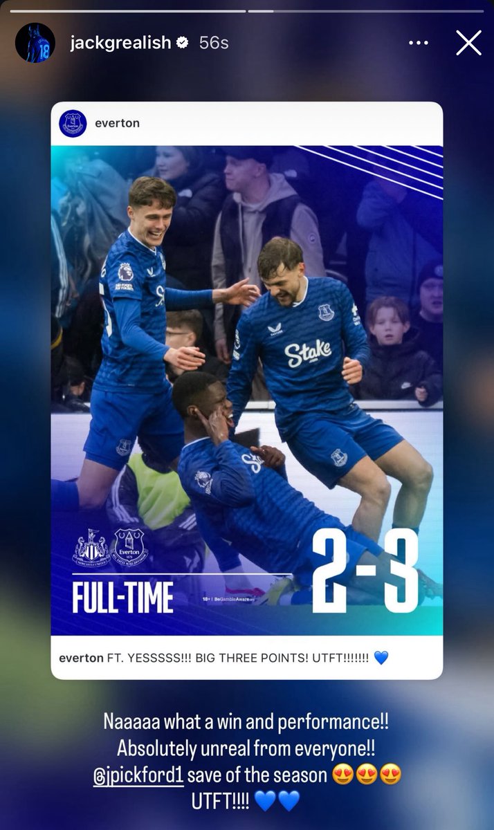 📱Jack Grealish’s latest Instagram story 💙