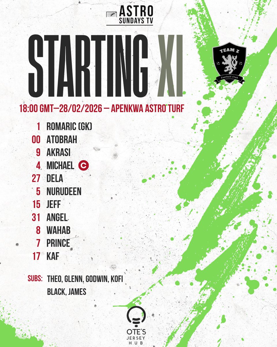 Team Z make three changes to their lineup. Akrasi, Prince and Jeff, come in for Godwin, Glenn and James. 

Thoughts on this lineup?