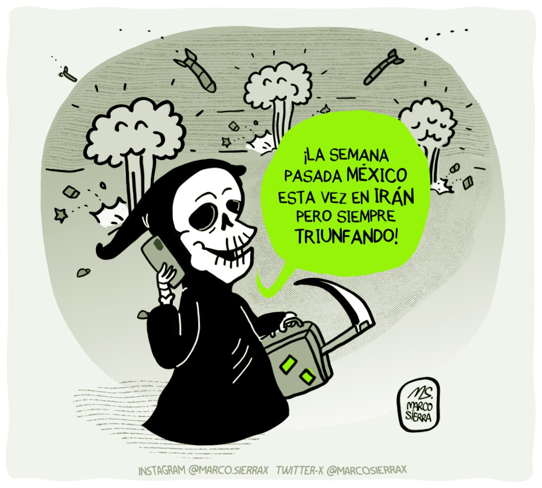 marcosierrax's tweet photo. 'Ganando como siempre' diria la muerte.
#sabado #humor #Iran #Israel #Trump #WW3 #guerra #MedioOriente #StopWar #cartoon #caricatura #moneros https://t.co/87BBYrsfJj