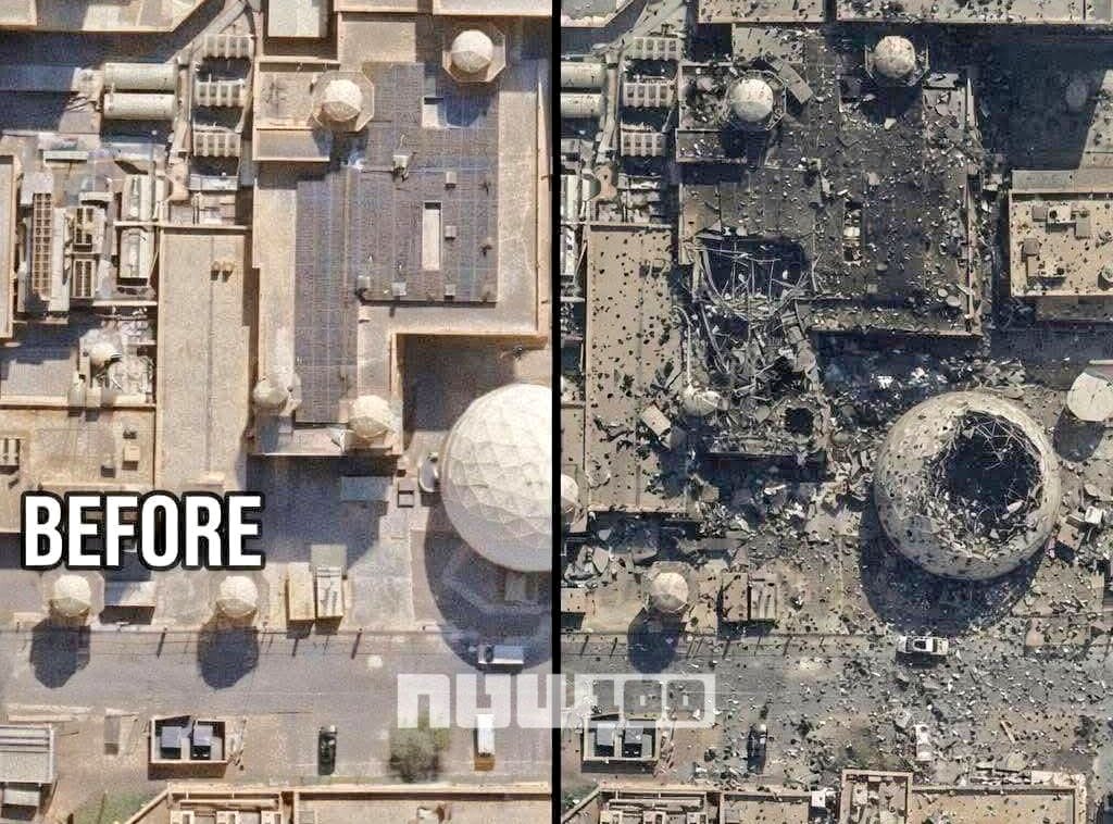 WNewsRankX's tweet photo. Earlier today Iran destroyed a U.S. early-warning AN/FPS-132 radar system in Qatar’s Al-Udeid Air Base as part of its wider response to U.S. and Israeli strikes
#IranAttack
#USRadarDestroyed
#AlUdeidAirbase
#Qatar
#Shahed136
#DroneStrike
#GulfConflict https://t.co/XE5ZIbC2AV