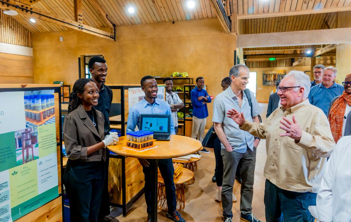 RICA_Rwanda's tweet photo. We were honored to welcome Mr. Howard G. Buffett, RICA’s Chancellor and Founder of the Howard G. Buffett Foundation, for his annual visit today. During his visit, Buffett inspected ongoing campus projects aimed at advancing Conservation Agriculture, students’ innovative ideas, and staff welfare initiatives. He also reviewed progress at the RICA Seed Center, and held strategic discussions with the leadership on long-term priorities.
