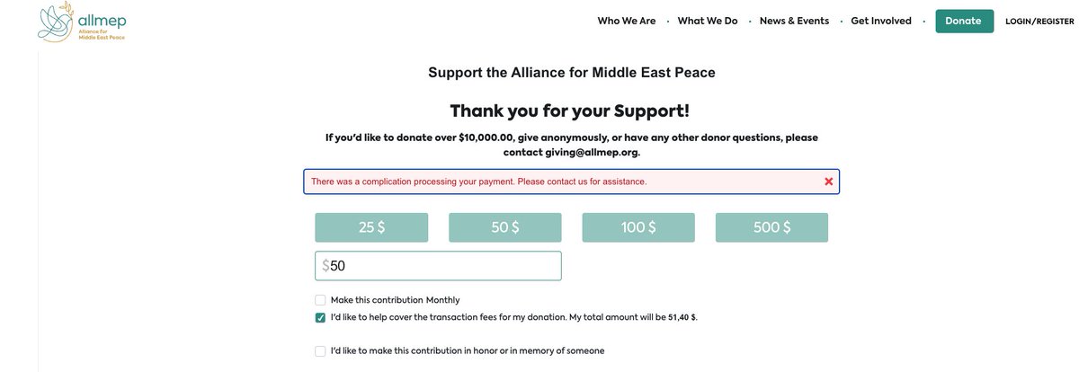 idrawsol's tweet photo. trying to donate rn wait a sec

I think this fund is actually good one

This is the Alliance for Middle East Peace (ALLMEP) — a non-profit peacebuilding network supporting grassroots initiatives that bring people together and help civilians affected by conflict. https://t.co/2eial79y1Q