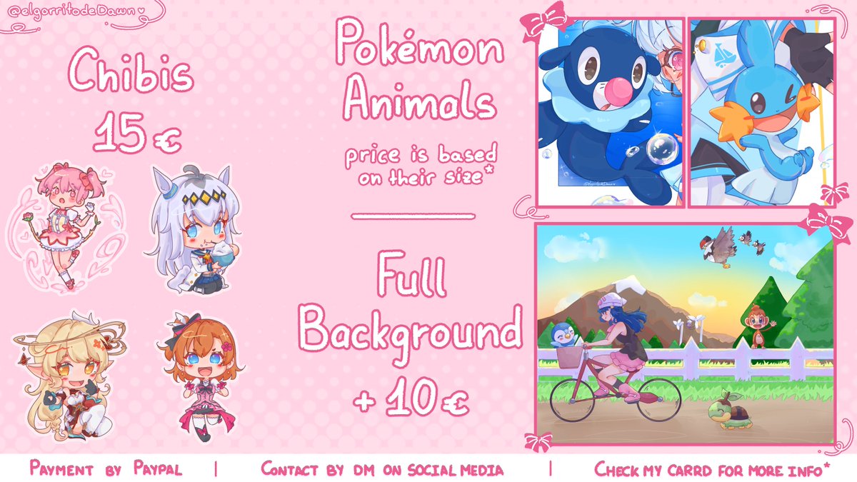 DIFFUSION PLEASE ‼️

                    ☆*: .｡COMMS ARE OPEN ｡.:*☆

🎀 Check my carrd for TOS and extra information elgorritodedawn.carrd.co

🎀 Please read carefully the TOS before!

🎀 DM for request or questions

🎀 Not limited spot for the moment