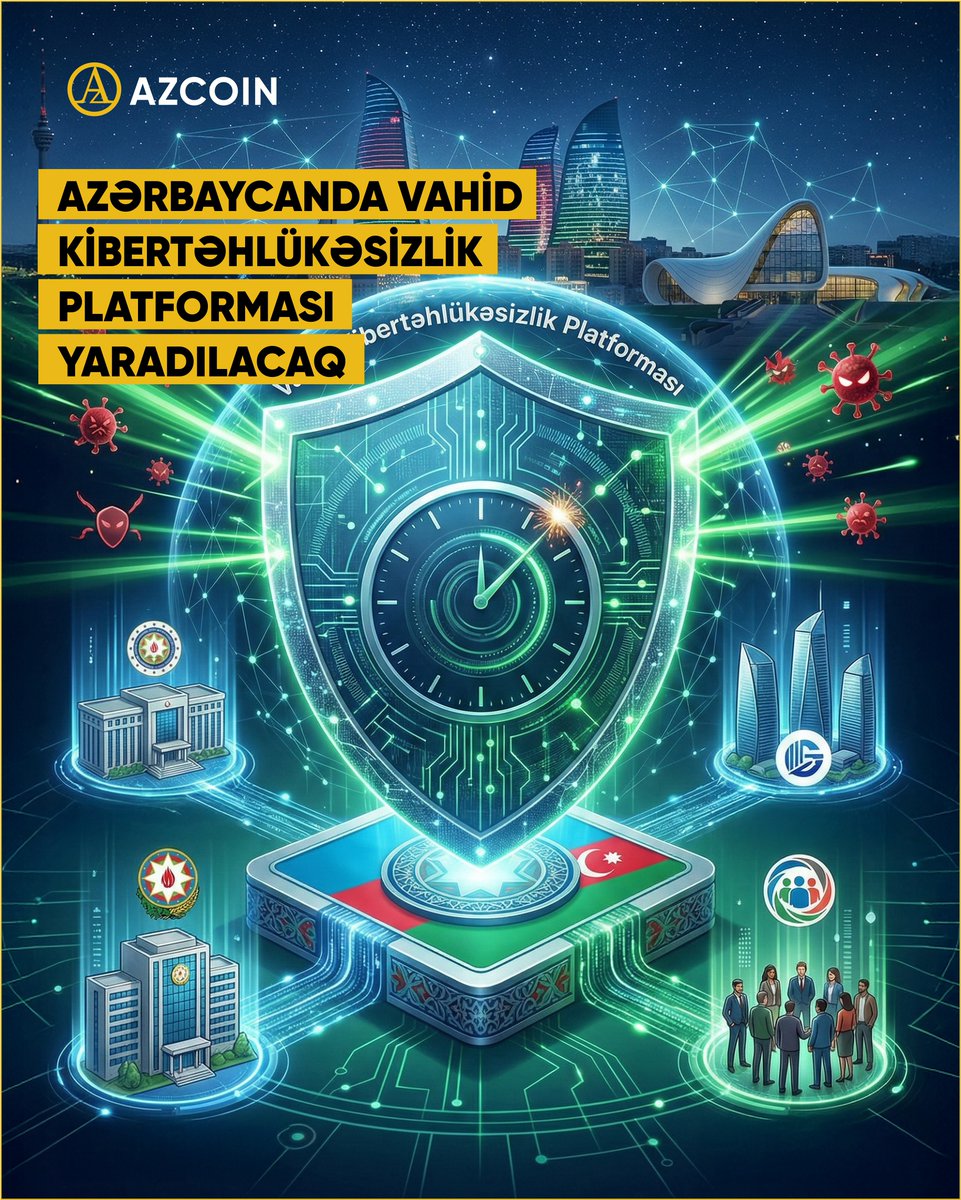 AzcoinAz's tweet photo. Azərbaycan Respublikası üzrə insidentlərin effektiv və koordinasiyalı cavablandırılması üçün vahid kibertəhlükəsizlik platformasının yaradılması 2026-cı ilin dekabr ayında başa çatdırılacaq. https://t.co/zMHTsZIggk