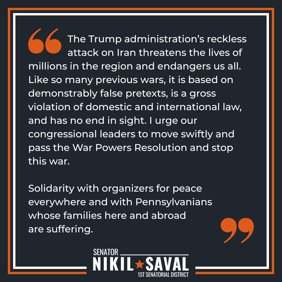 Senator Nikil Saval tweet media