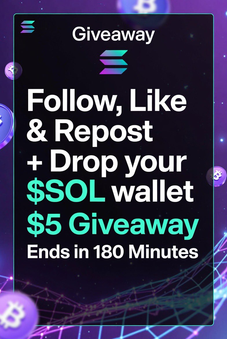 GIVEAWAY ALERT🎁🚨

I am giving away Solana💸

- Follow me 
- Like + repost 
- Drop your $SOL wallet 

Ends in 180 minutes⏰