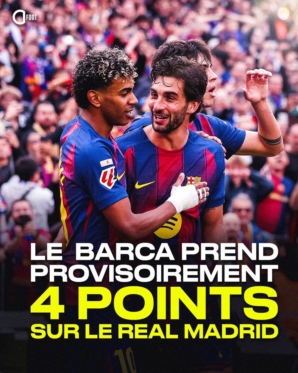 🚨 𝗟𝗘 𝗙𝗖 𝗕𝗔𝗥𝗖𝗘𝗟𝗢𝗡𝗘 𝗣𝗥𝗘𝗡𝗗 𝗣𝗥𝗢𝗩𝗜𝗦𝗢𝗜𝗥𝗘𝗠𝗘𝗡𝗧 𝟰 𝗣𝗢𝗜𝗡𝗧𝗦 𝗗’𝗔𝗩𝗔𝗡𝗖𝗘 𝗦𝗨𝗥 𝗟𝗘 𝗥𝗘𝗔𝗟 𝗠𝗔𝗗𝗥𝗜𝗗 ! 🥇💙❤️