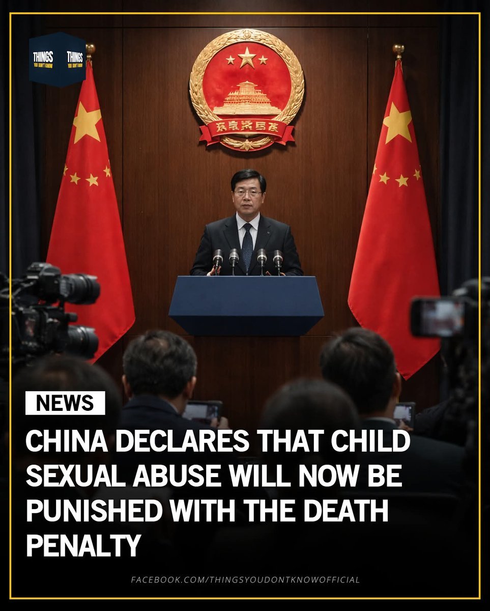 apanalis's tweet photo. 🇨🇳China aprueba la Pena de Muerte para el Abuso Sexual Infantil.
🫵Preparaos para el #NWO, que nada tiene que ver con la famosa agenda de colorines.
#NewParadigm #ChinaStyle #SecurityvsFreedom https://t.co/ortYA8aNAT