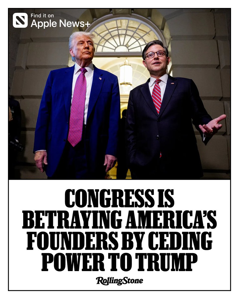 Congress Is Betraying America's Founders by Ceding Power to Trump

The concentration of power in the modern presidency isn’t an accident. It’s the result of Congress giving up its authority.

Commentary, only on <a href="/AppleNews/">Apple News</a>: apple.news/A3BI6GaKRSCig-…