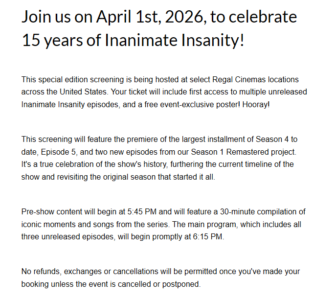 Inanimate Insanity Updates tweet media