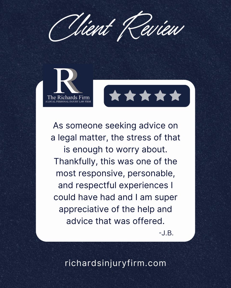 FirmRichards's tweet image. Thanks, JB. We pride ourselves on our customer service. We’re glad you appreciated our work. #personalinjurylawyer #personalinjuryattorney #butlercountyohio #hamiltonohio