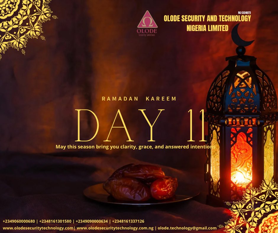 OlodeSecurity's tweet photo. Day 11 of Ramadan 🌙

Nearly two weeks of discipline and devotion.
As February ends, stay consistent in faith — and intentional about your safety.

#ramadan #day11 #securityawareness #staysafe #olodesecurity #ramadan2026 https://t.co/j2Qja2Qgso