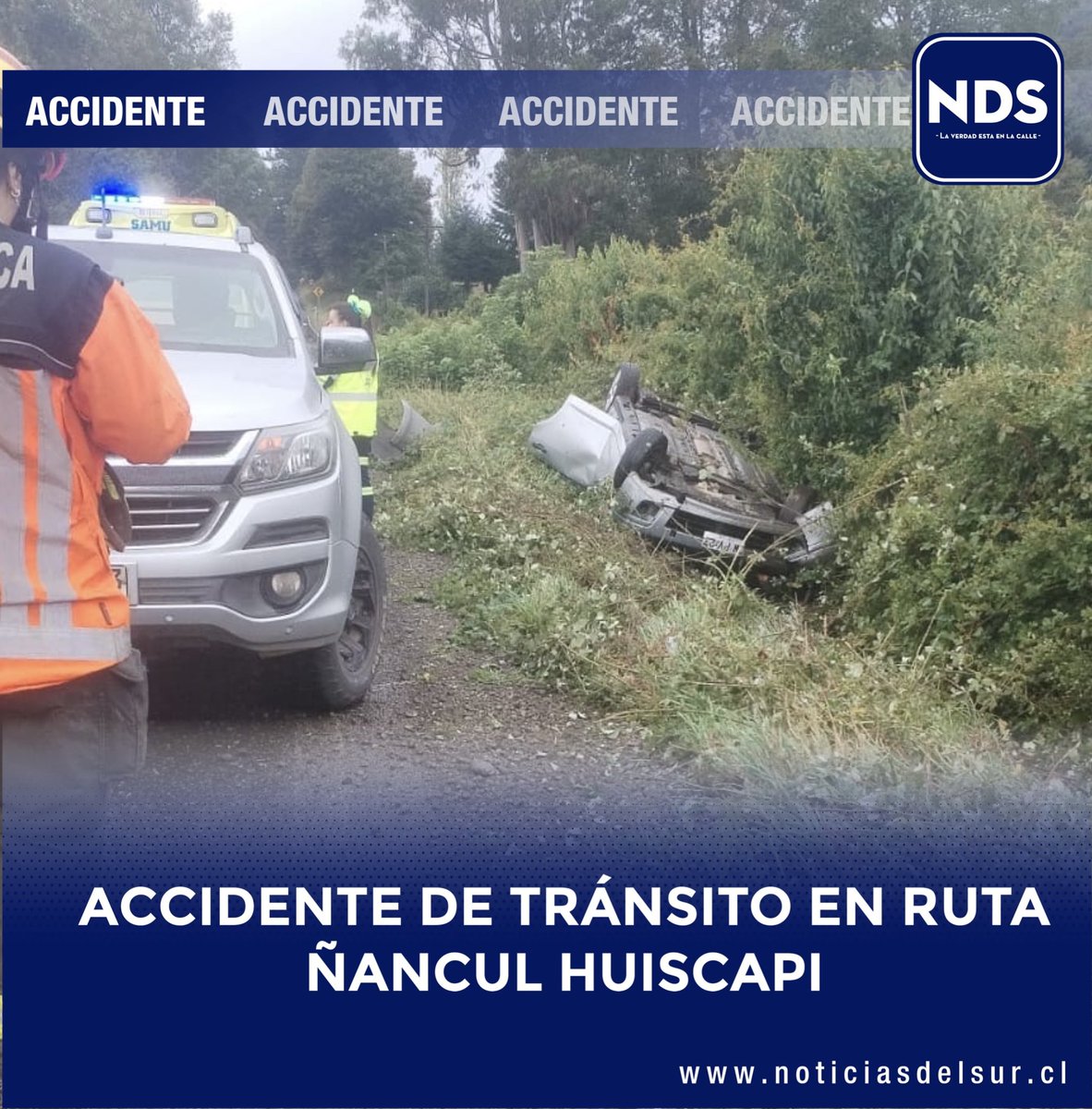 noticiasdel_sur's tweet photo. 🔵 #Ahora || Cuerpo de bomberos de Villarrica acude a un accidente de tránsito en la ruta #Ñancul #huiscapi

#EnDesarrollo https://t.co/QhtNqBs0LN
