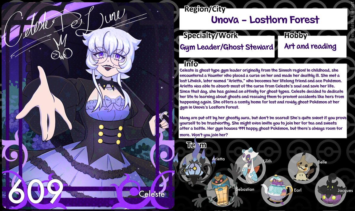 spirittracks_'s tweet photo. "Welcome, foolish mortals!!"

Celeste's trainer card for the #TrainerCollab2026 !! I had an absolute blast making this!! 💜 https://t.co/2x7dNifuVB
