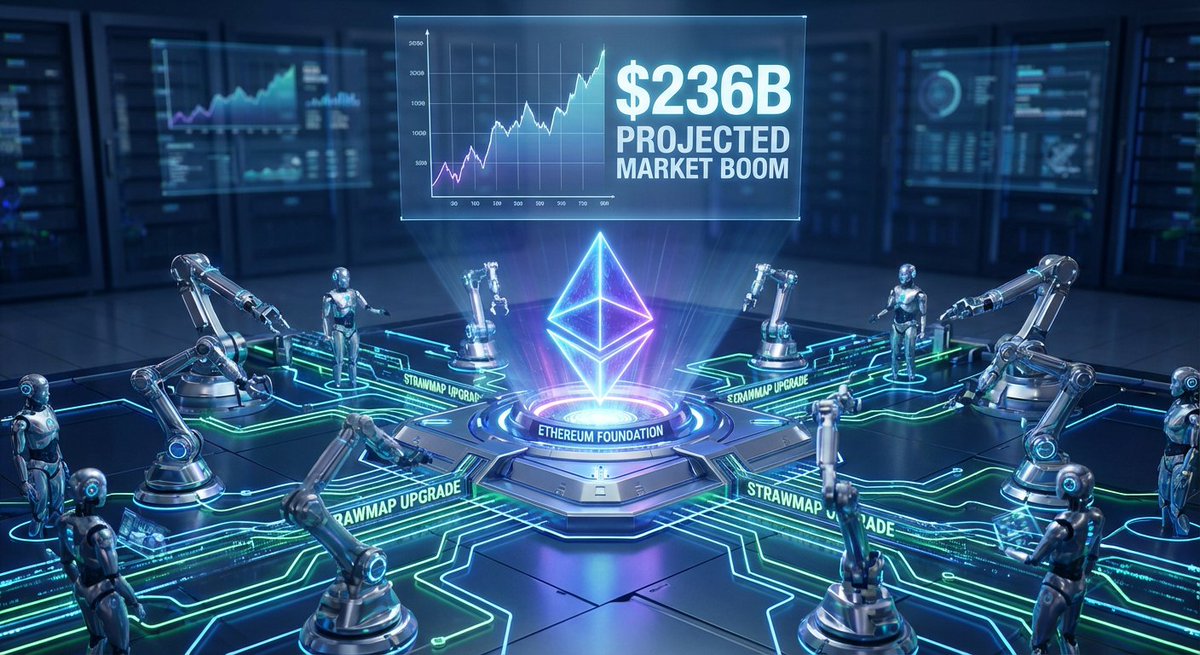 XelleCrypto's tweet photo. ETH IS HUNTING A $236B BAG

AI agents are projected to hit a $236B market cap by 2034. The money has to flow somewhere. Right now, the on-chain data says $ETH is the infrastructure play.

Look at the supply absorption. Vitalik dumped 19k ETH recently. 
#ETHBlockchain #ETH https://t.co/M5fbT0AIB8