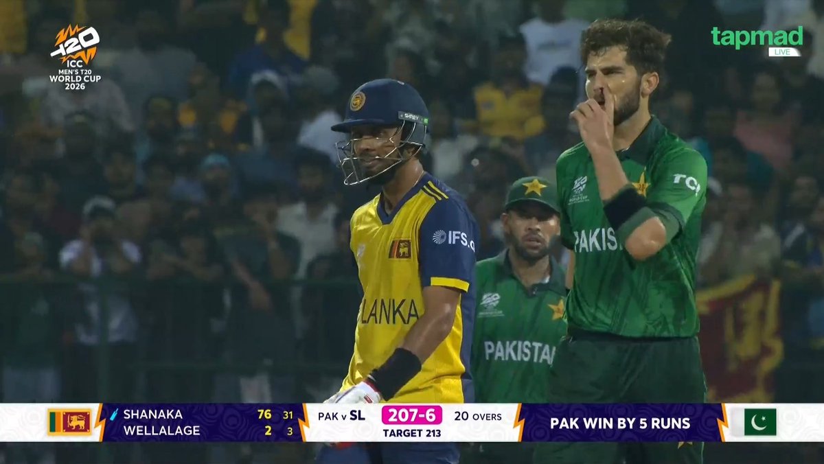 Pakistan won the match by 5 runs 

But honestly, they were a bit lucky. They didn’t really deserve the win. Sri Lanka played much better cricket and looked like the stronger team. Sri Lanka deserved to won this game.