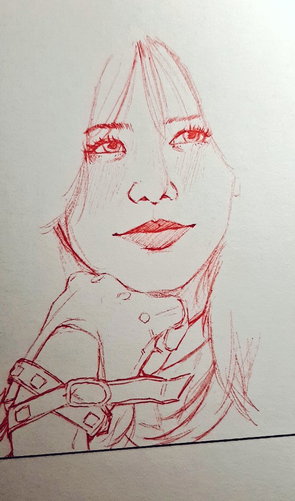 Todays Minji doodle, in progress, because this is the first time I draw a person in almost a week 🐰

 #Dreamcatcher #드림캐쳐 #JIU #지유