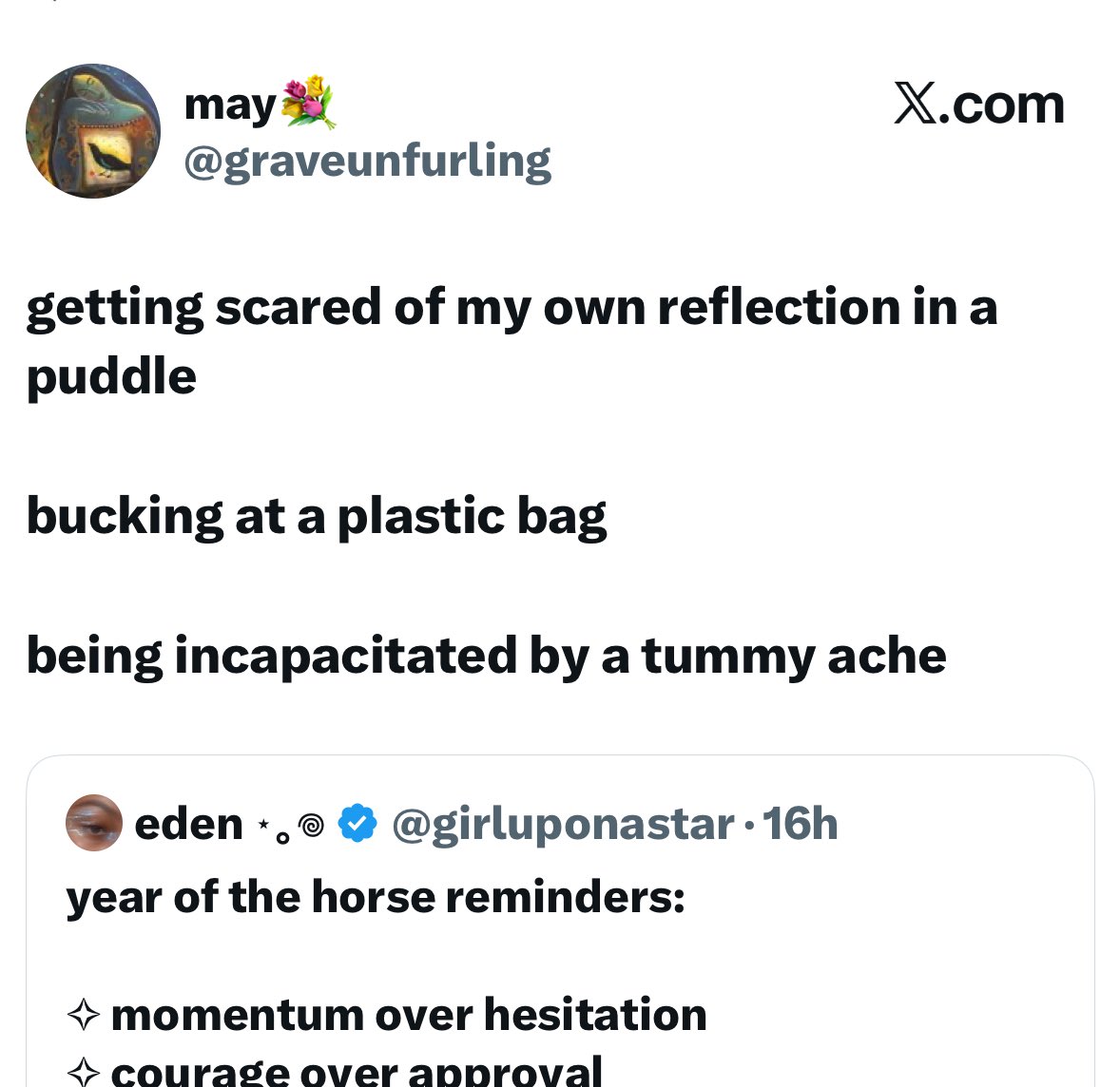 museofdreams13's tweet photo. when ppl on my main quote my tweets with some self deprecating, inverted, fake witty ass reply i genuinely laugh out loud. i feel so sorry for them. even little things like this. just make ur own sad tweet babe we vibing over here😭 https://t.co/WUnnAgL6qy