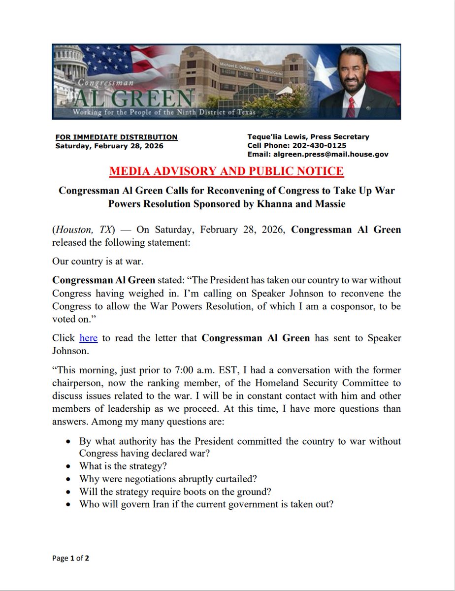 U.S. Representative Al Green tweet media