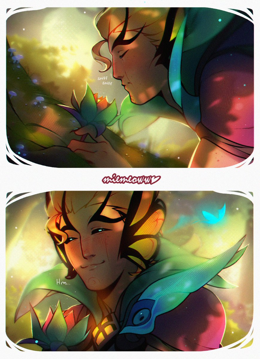 The scent of this flower has reminded Rakan of someone who stole his heart.🌷✨

#LeagueofLegends #Xayah #Rakan