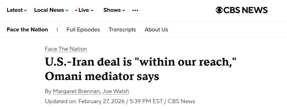 BenjaminNorton's tweet photo. You can never negotiate with the US empire, because it does NOT want peace; it only wants hegemony.

Iran signed the nuclear deal with the US in 2015. The IAEA said Iran was abiding by the agreement. But Trump tore it up in 2018, in violation of international law.

In 2025, the US oversaw several rounds of bad-faith “negotiations” with Iran, supposedly to make another deal. Then, during those talks, the US and Israel suddenly bombed Iran in June.

The same thing happened just happened this February. The Trump administration participated in fake “negotiations” with Iran. On February 27, Oman’s Foreign Minister Badr Albusaidi, who moderated the talks, said they had made “substantial progress”, and a “peace deal is within our reach”.

Mere hours later, Trump and Netanyahu launched a massive bombing campaign in Iran, while calling for regime change.

As Native Americans know very well, you can NEVER trust the US regime. It breaks every "agreement" that it signs.

The US is a genocidal imperial regime that only seeks to exploit the rest of the world -- in order to further enrich a small handful of billionaire capitalist oligarchs and their vile Epstein buddies.