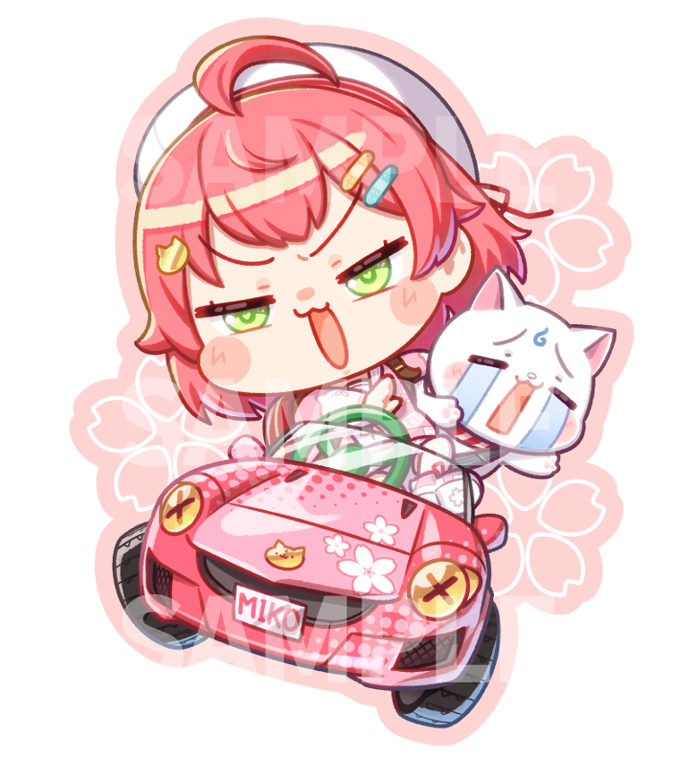 猫又おかゆ 「色んなステッカー描きたいな～ 車も意外と描いている」|ぱんじゃむのなめ ＠ホロクル G-05のイラスト