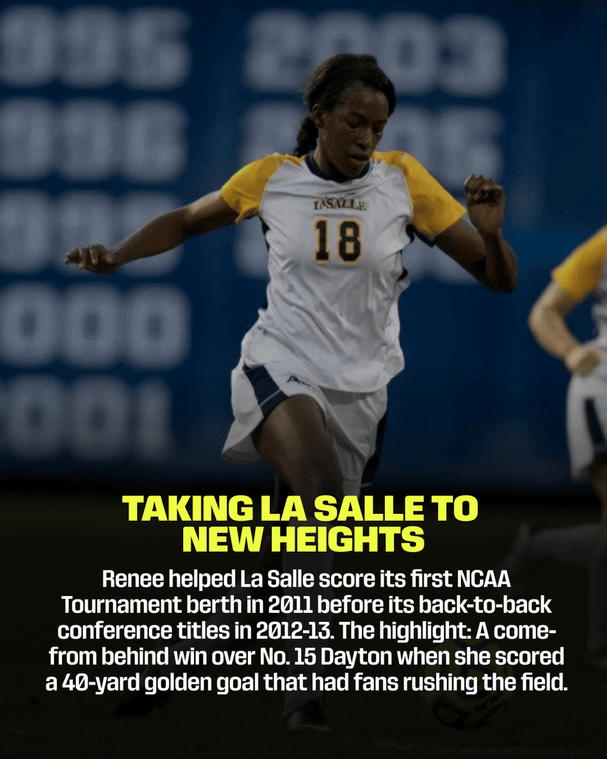 FWC26Philly's tweet photo. From @LaSalleUniv’s record books to the biggest stages in sport: @ReneePwash turned a Hall of Fame playing career into a career in storytelling, covering Philly teams, the @PhilaUnion, the @NWSL, and now global events. Proof that purpose can take you anywhere.

#BlackHistoryMonth https://t.co/hKdFaL97tH