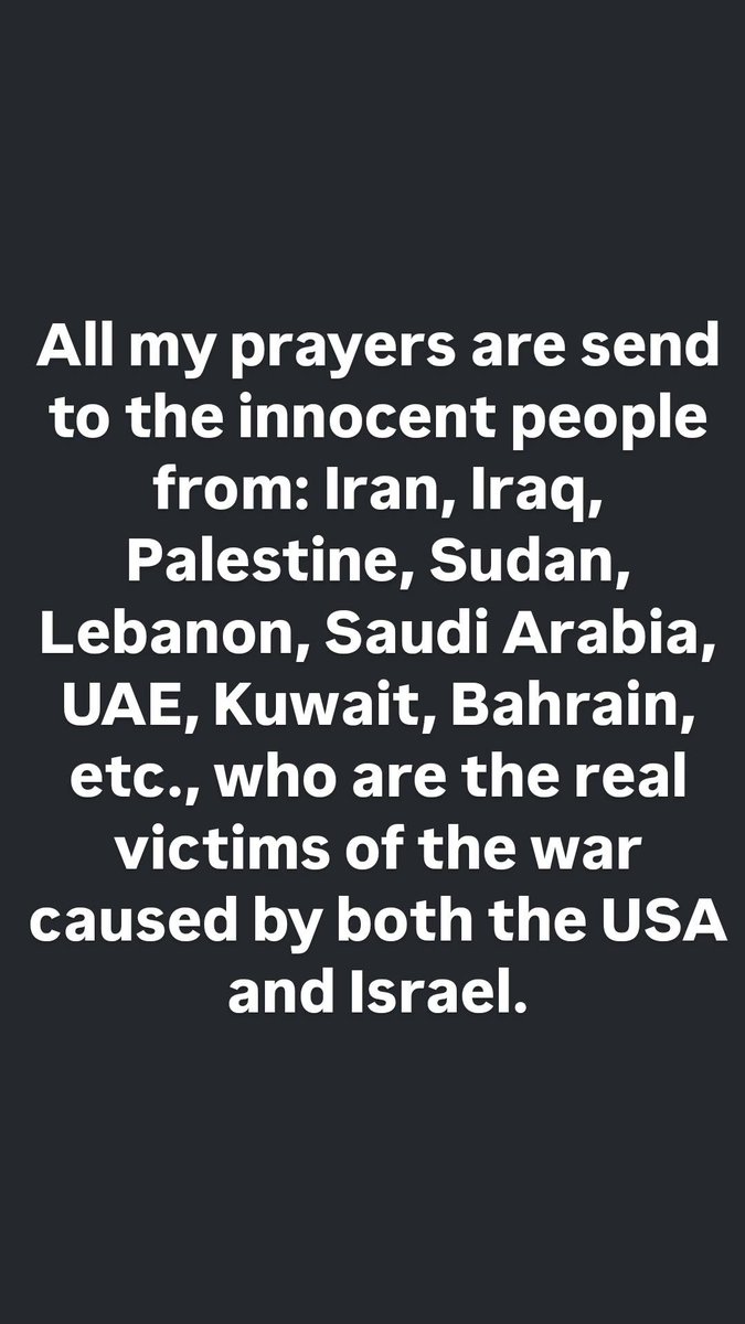 EBirzoi's tweet image. All my prayers are send to the innocent people from: Iran, Iraq, Palestine, Sudan, Lebanon, Saudi Arabia, UAE, Kuwait, Bahrain etc., who are the real victims of the war caused by both the USA and Israel.
#freedom #freepalestine🇵🇸 #freesudan #stopthewar #stopthegenocide