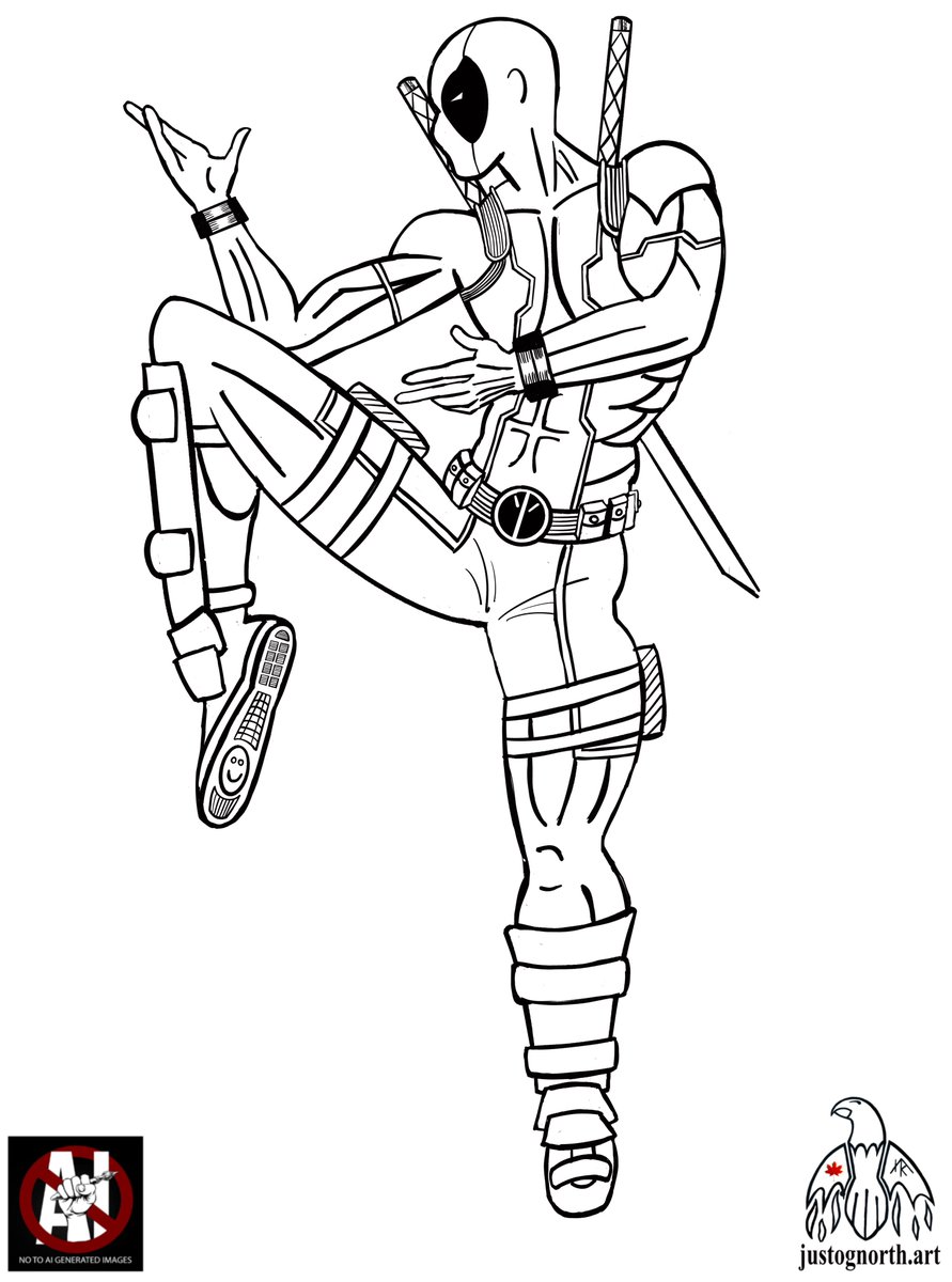 A little Saturday Deadpool practice. 😊✌️ Ready for colour. WIP 🚧 #marvel #deadpool #justognorth #digitalartist #digitaldrawing