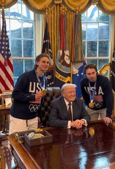 wyjoenthusiast's tweet photo. “jack and is a good guy!! he has a charity to promote literacy for kids!! leave politics out of it” okay well here he is cozying up to a pedophile and wearing the same hat that trump did while he proudly announced the US’s involvement in a strike that killed 53 school children https://t.co/N6rgt4JL7J