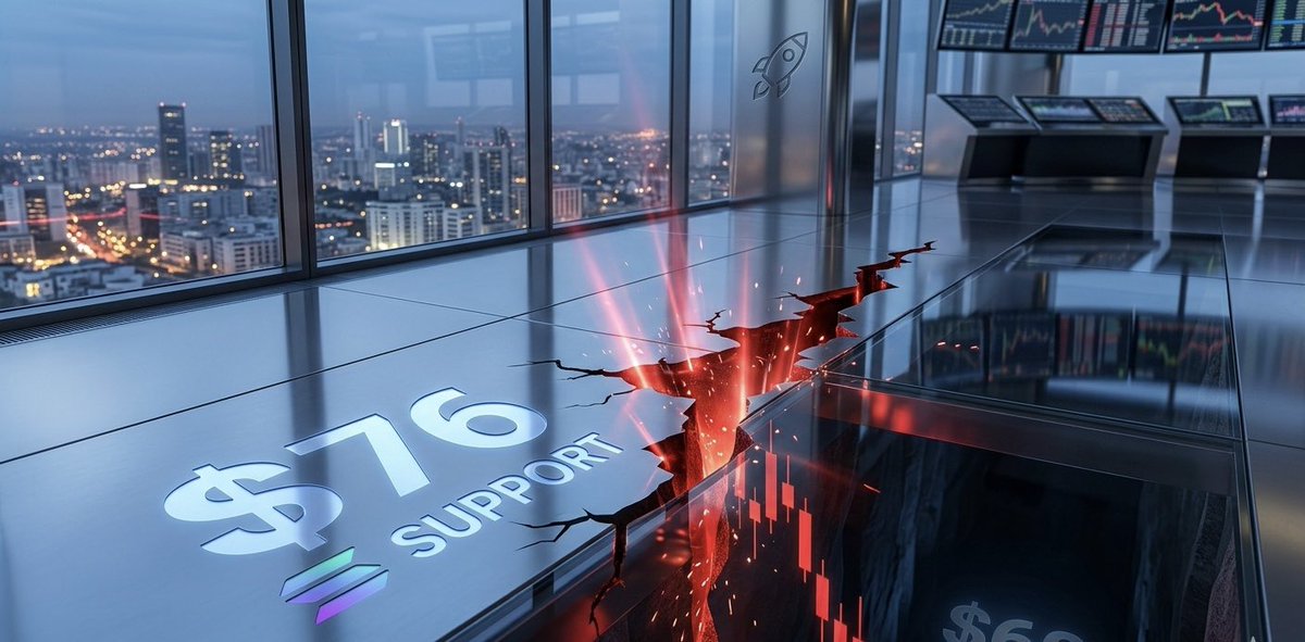 SOL RISKS FLUSH TO $60

$SOL is looking heavy under $80. We are sitting right on local support.

Here is the setup:
- If we lose the $76-$78 floor, the chart breaks.
- We likely nuke straight to the $60-$70 zone.

But watch the background data. Morgan Stanley is applying for a