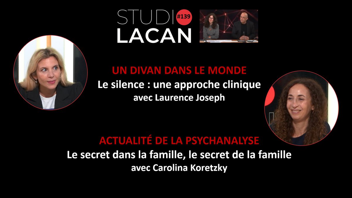 STUDI🔴 𝗟𝗔𝗖𝗔𝗡  n°139

youtu.be/lQn2QKln_wo

👉Le silence : une approche clinique, avec Laurence Joseph

👉Actualité de la psychanalyse : Le secret dans la famille, le secret de la famille par Carolina Koretzky