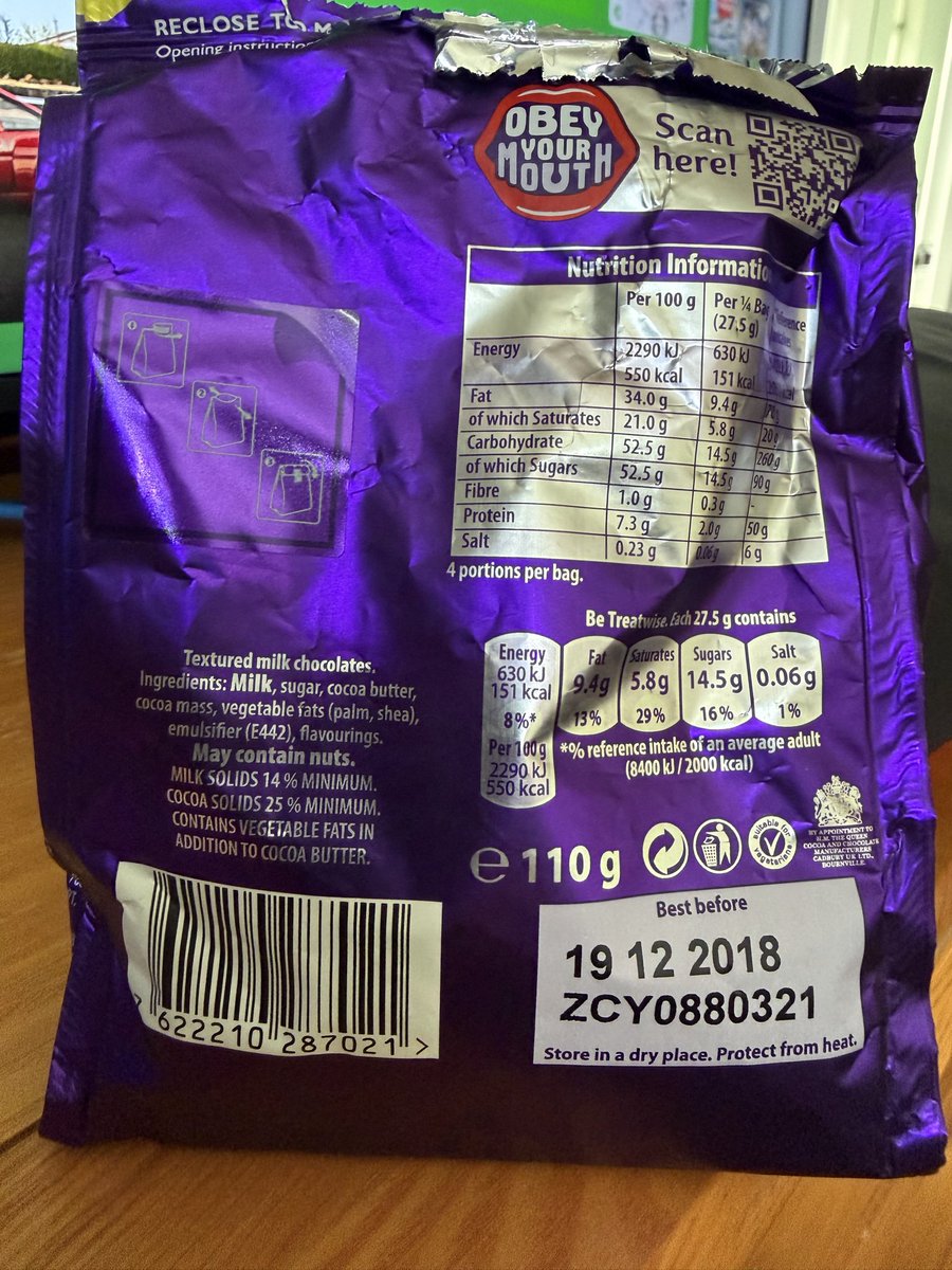 RandyNoArms's tweet photo. How much does the US gov ban on @CadburyUK chocolate suck?

I’m eating a bit from a bag of Bitsa Wispa that expired in 2018 and it still kicks the crap out of a Hershey bar. https://t.co/HoIGc5Khj4