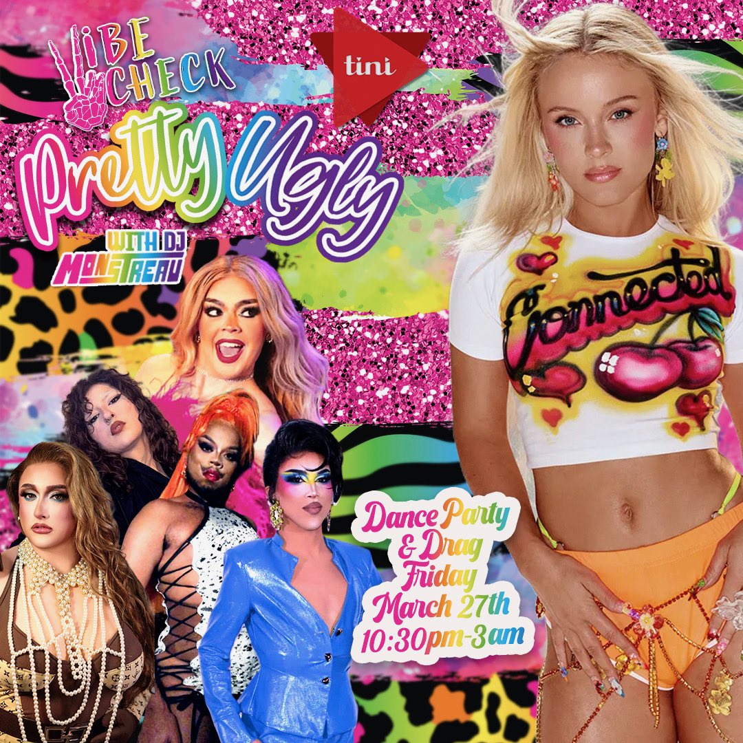 FOUR VIBE CHECK DEBUTS!!!!
INCLUDING ME!! 💖☀️

VIBE CHECK: PRETTY UGLY EDITION
MARCH 27TH @ TINI ON THE AVE
SHOWTIME 10:30PM
DANCE PARTY FOLLOWING
NO TIX REQUIRED

CUM DRESSED TO IMPRESS

feat:
Styria Starz
Ida Kay
Maria Fruit
Ava
hosted by Kitty Girl St. Clair 🌸