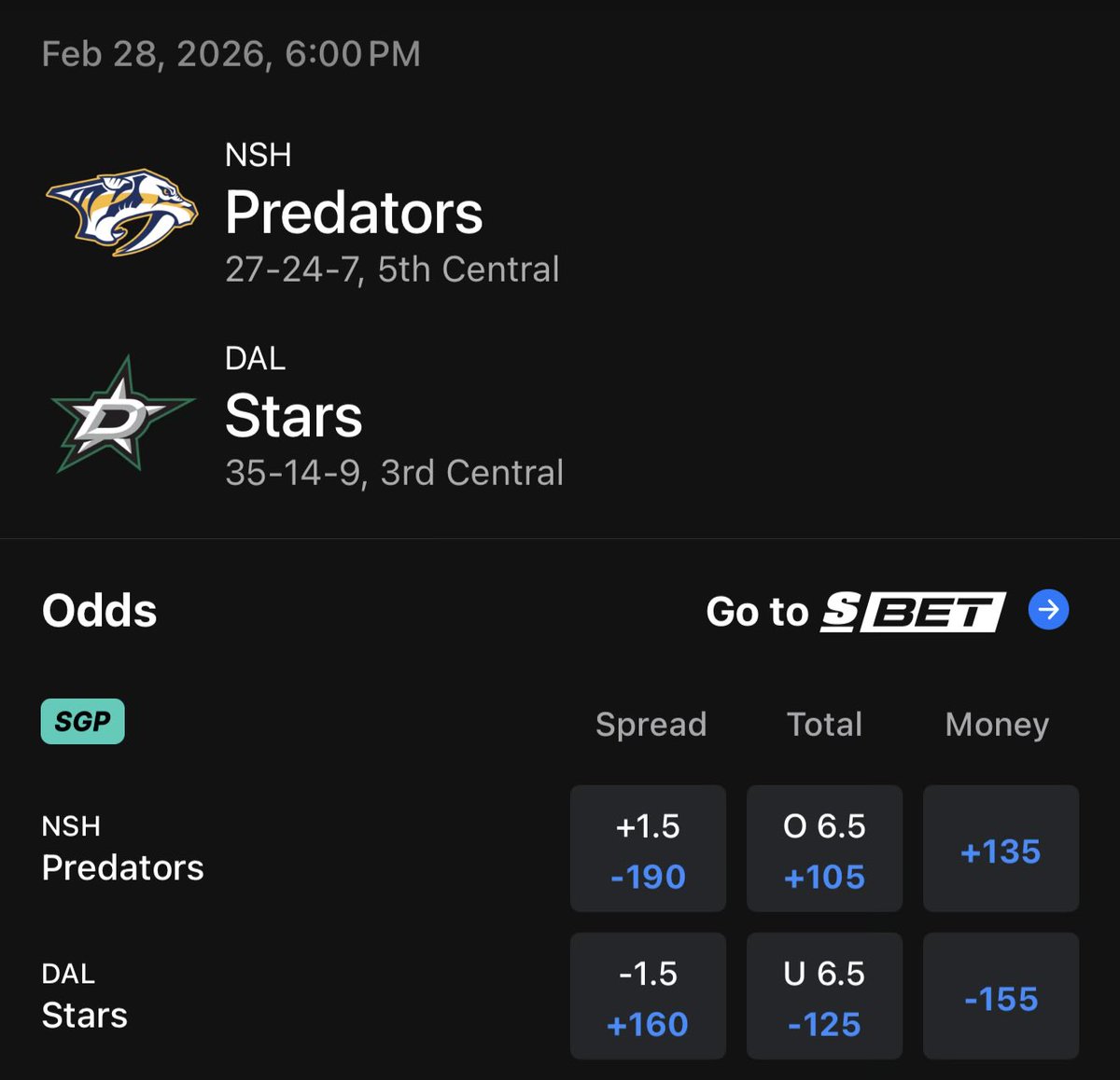 NHL POD?

Let’s keep at it

Predators vs Stars 🏒

Like + RT + Comment

Must be following <a href="/JokerPickz/">JOKER PICKZ 🃏</a>