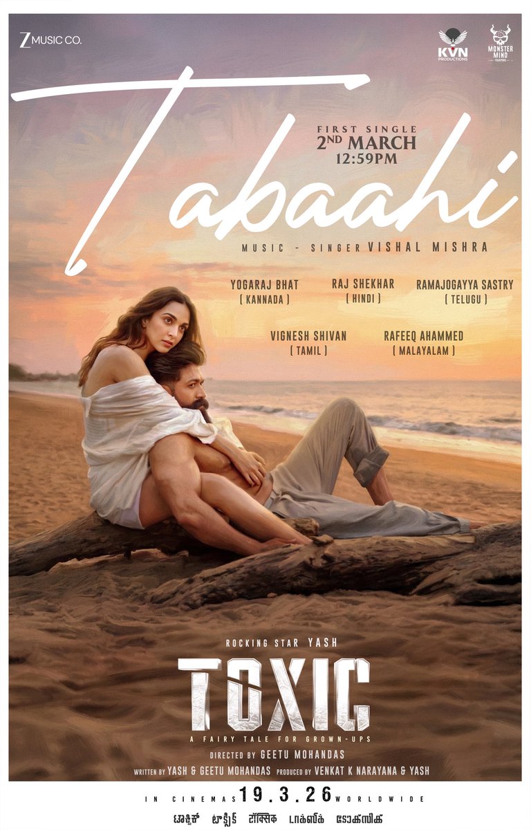 SHDMOVIES's tweet image. . 12:59 PM | March 2nd 
#Tabaahi 

#ToxicTheMovie   

@TheNameIsYash #Nayanthara @advani_kiara @humasqureshi @rukminitweets #TaraSutaria #GeetuMohandas