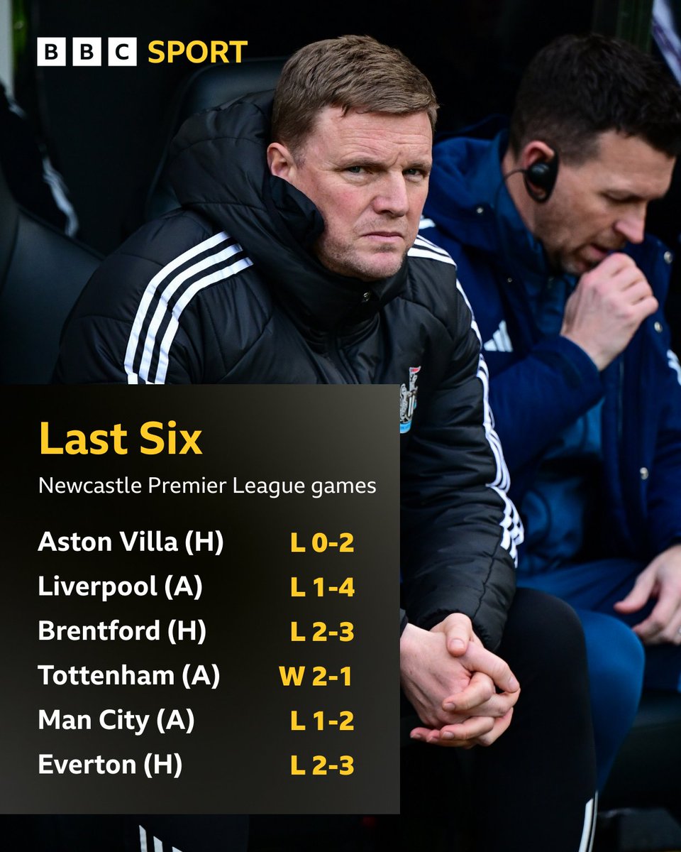 BBCMOTD's tweet photo. Only Tottenham have picked up fewer points in their last six league games than Newcastle. https://t.co/T7olon1gqN