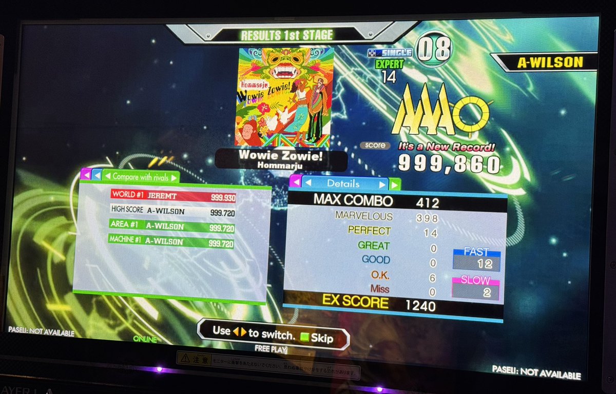 jdubb_96's tweet photo. Finally got to play again. Only score worth sharing; still incredibly rusty. No more long gaps here on out though. God I wish this this cab had .25 speed mods 😕 https://t.co/uDEBsP0lAt