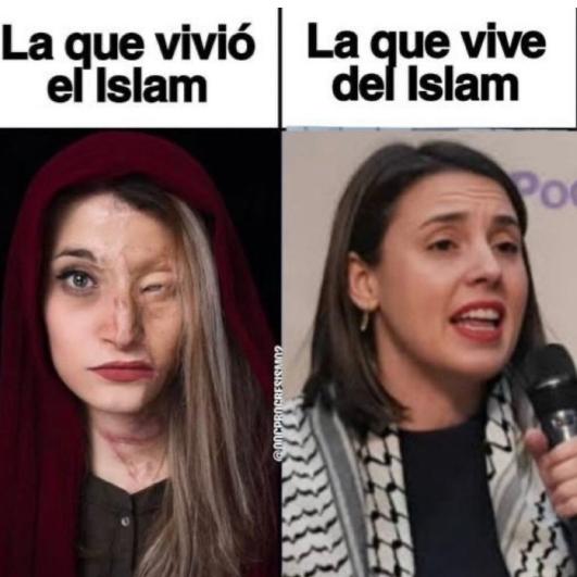 🗣️ <a href="/IreneMontero/">Irene Montero</a> se pone el PAÑUELO de los que le QUEMAN la CARA a las MUJERES. 

✅RECUÉRDALO el #8M2026