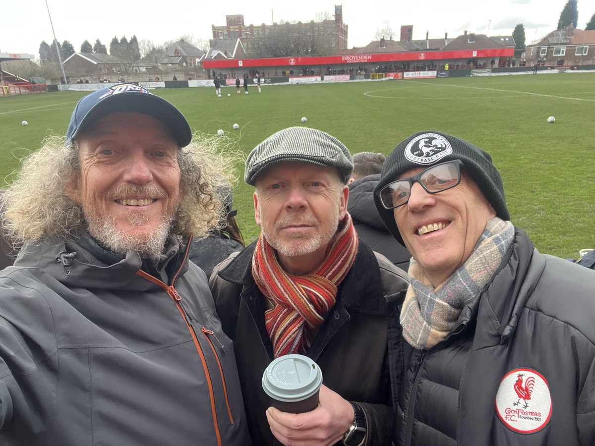 AndyWestlake's tweet photo. What a cracking day at @Droylsden_FC - a great atmosphere for the FA Vase QF (1,503 supporters) and @CockfostersFC were never behind in the tie. 2-4 winners on the day and in the hat for the semi-final draw! “Same old cockneys, always cheating” apparently! #UpTheCocks https://t.co/joIJBFJESn