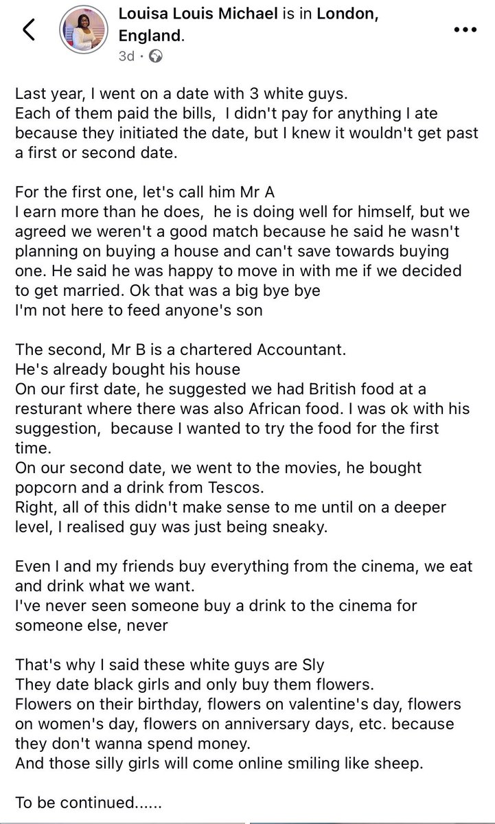 DrKhene's tweet photo. When "Japa" Meets "Tesco Popcorn" Drama! 🍿🇬🇧🇳🇬
Omo, the UK dating scene is shaking! A sister named Louisa took to Facebook to "offload" her dating woes, and let’s just say the dragging is currently at Stage 4. 

Louisa went on dates with 3 white guys and concluded they are sly. https://t.co/bhm2jD50d3