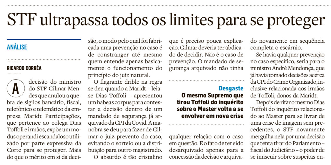 Wiilxavier's tweet photo. tudo acaba em arranjos, acordão, vista grossa e panos quentes. Para o STF, mais vale a blindagem do que a reputação! https://t.co/to0VUqpvhR