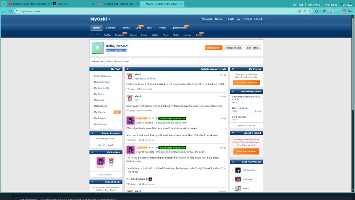 Thank you to <a href="/xlent_vt/">xlent scottish vtuber</a>  i am on the My oshi  gonna make my profile Ah the myspace days how i missed you :)